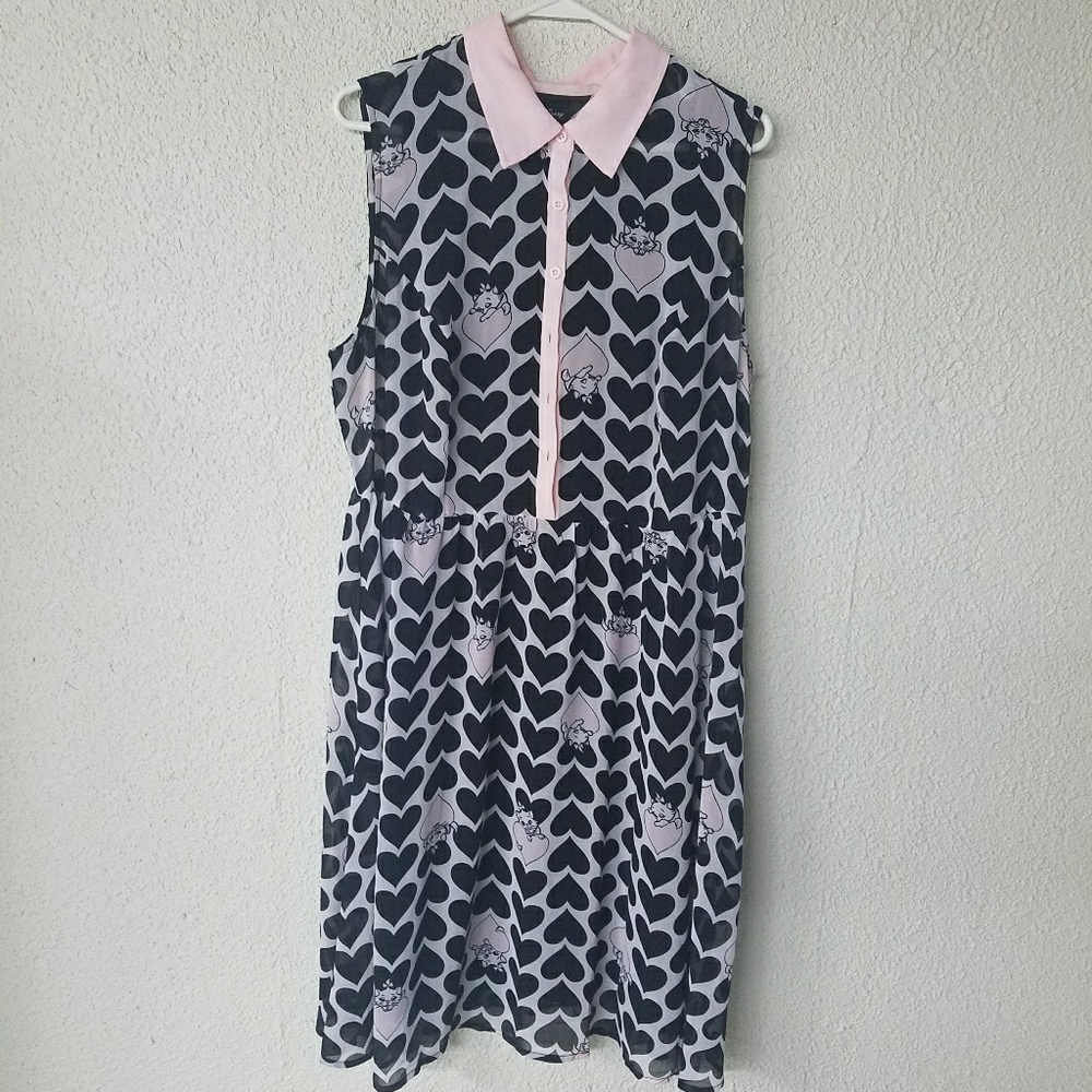 Marie Disney Button Up Heart Print Dress